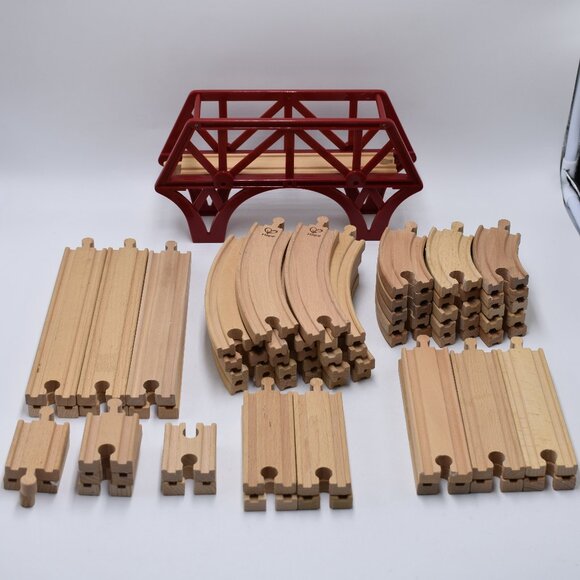 Lot of over 45 TRACK LOT Curves Ramps Straights Ascending Wooden Railway… - Picture 2 of 9